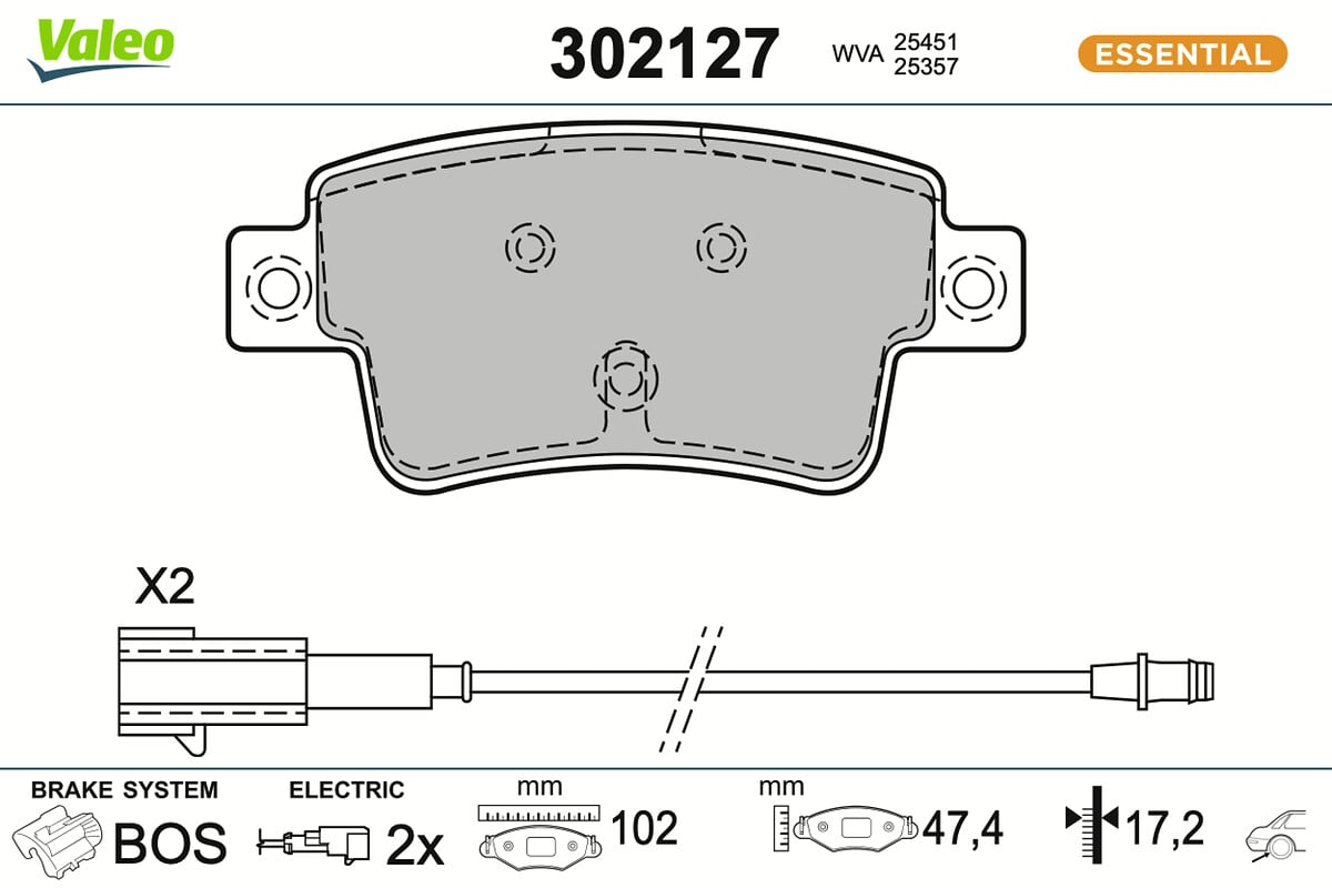 Jeu de 4 plaquettes de frein VALEO ref. 302127